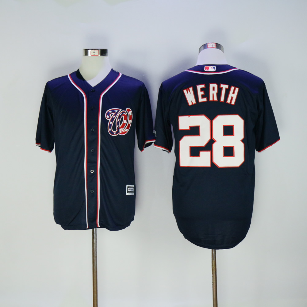 Men Washington Nationals #28 Werth Blue MLB Jerseys